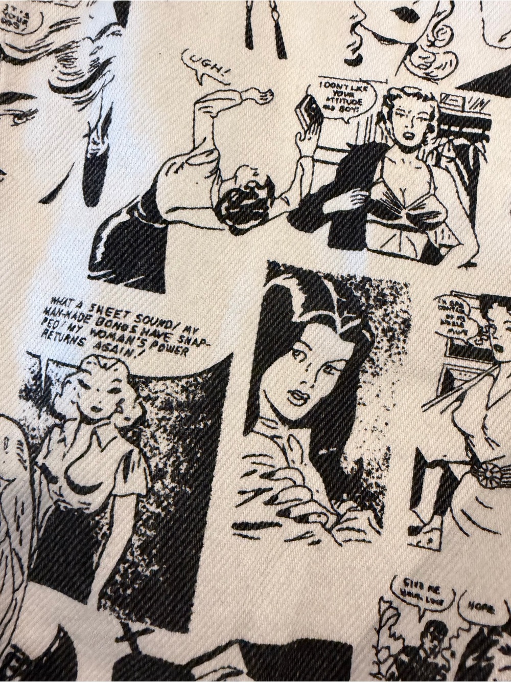 Reformation Black and White Comic Strip straight wider Leg Jeans - Picture 2 of 5